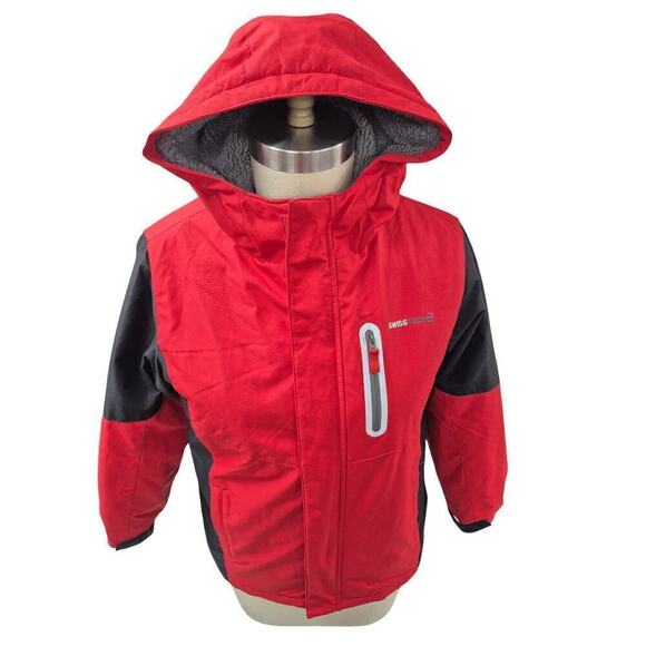 Swiss Tech Polyester Winter Coat Black/Red Shell Boys Sz LG 10-12 - Picture 6 of 7
